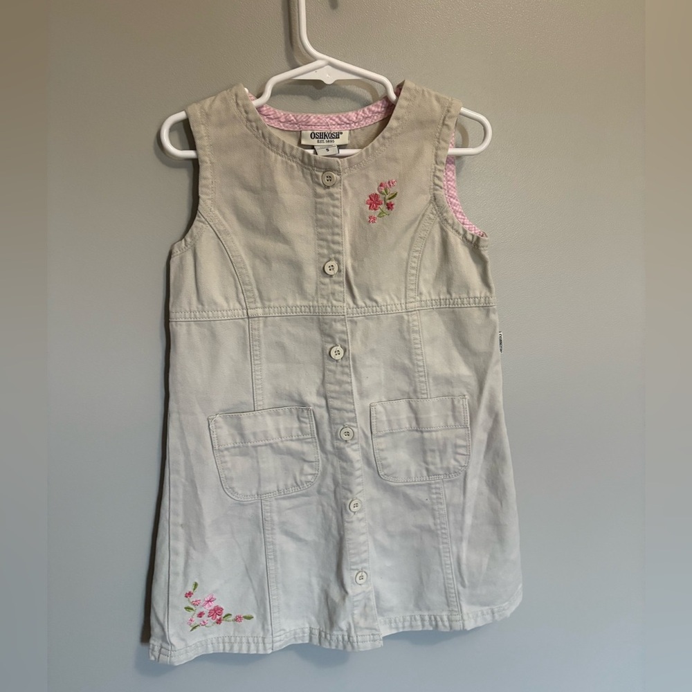 OshKosh B'gosh Beige Dress with Pink Floral Detail
